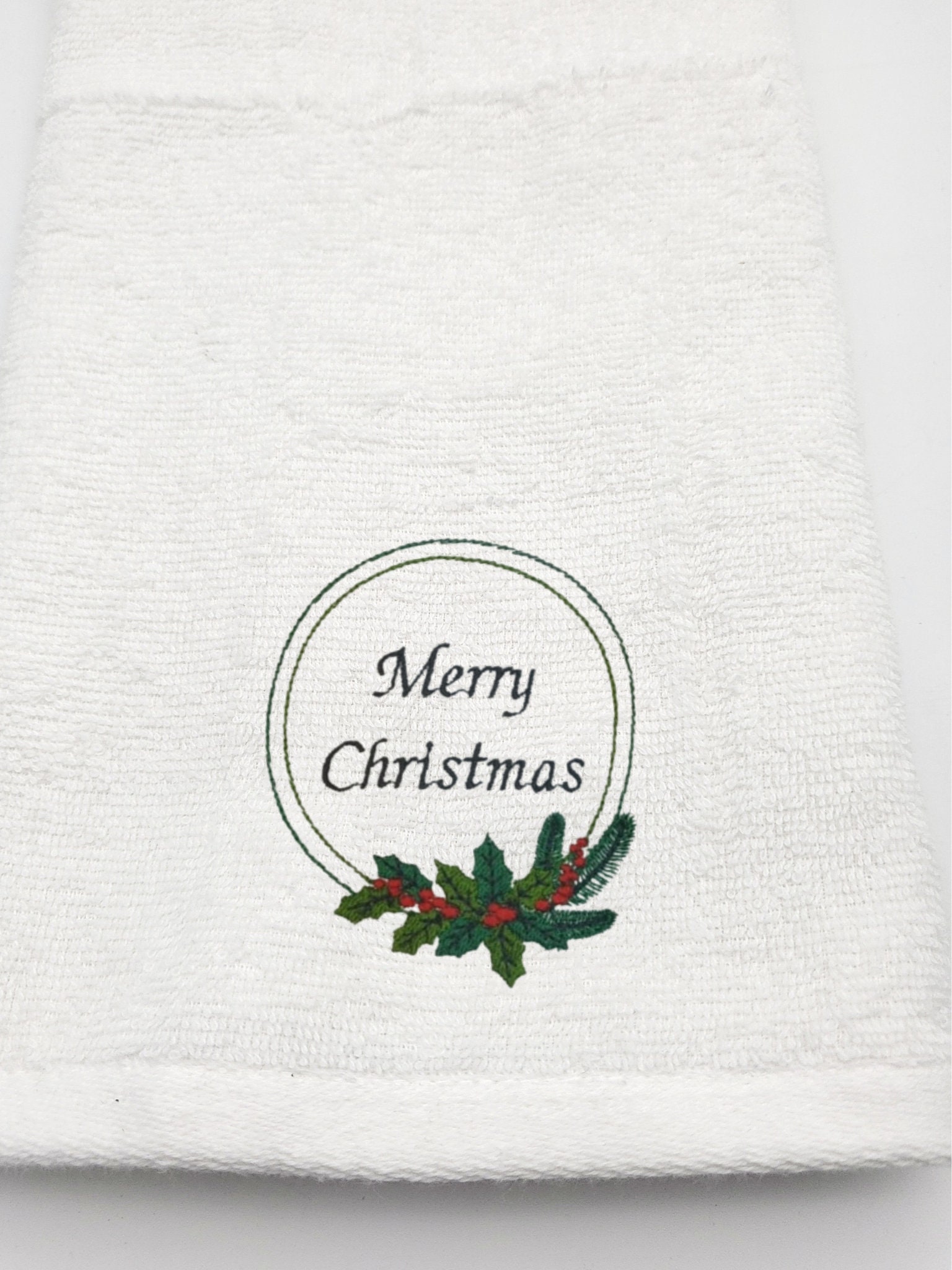 Embroidered Merry Christmas Hand Towel. Guestroom. Gift for Her. Gift ...
