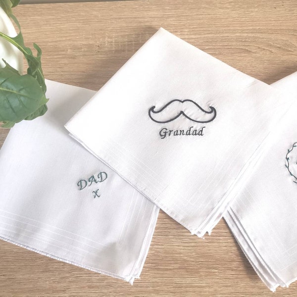 Single embroidered Men Hankie: A Classic Gift for the Man in Your Life. Single Personalised.