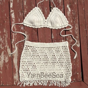 Diagonal Mesh Beach Wear Set Crochet Pattern