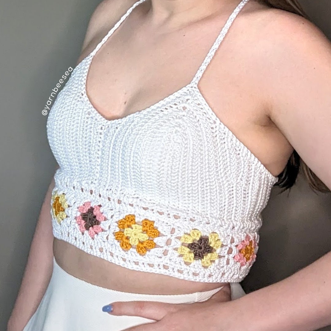 Flower Mosaic Crochet Crop Top Pattern - Etsy