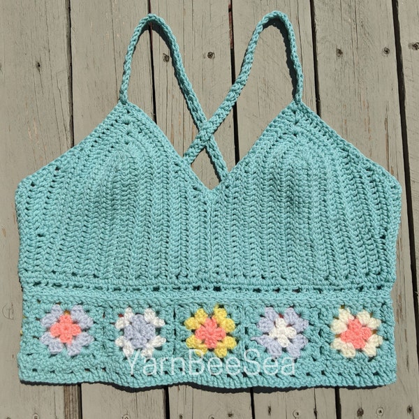 Flower Mosaic Crochet Crop Top Pattern