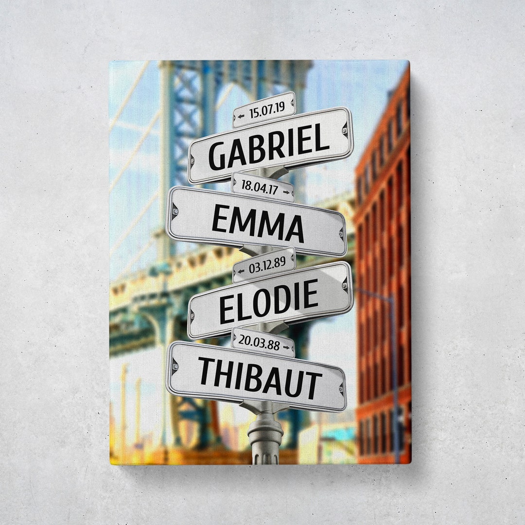 Cadre Famille Toile Personnalisée Avec Prénoms Famille ZXH - 20x25cm, Impression Qualité, Décoration Murale Cadeau Tableau Decoration Murale Avec Cadre