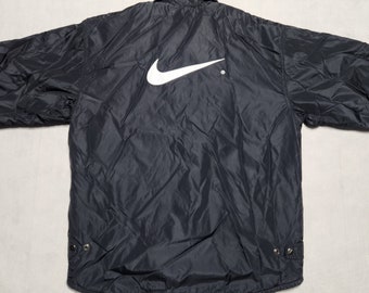 ジャケット・アウター 90s NIKE swoosh logo track jacket BLK VINTAGE 90's Nike Swoosh Zip Track Jacket Soccer Black Red
