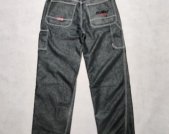 Fubu Jeans Reversable Pants Trousers Embroidery Patch Workwear Worker Cargo