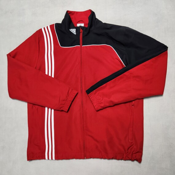 Adidas Track Top Jacket Zip 3 Stripes Collar Logo Embroidery Y2k 