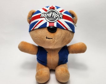 Hard Rock Cafe Biker Teddy Bear Vintage Plush Stuffed Toy Mascot