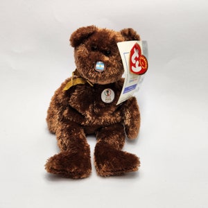 New Vintage TY Fifa 2002 World Cup Uruguay Soccer Champion Beanie Bear Plush Stuffed toy Mascot