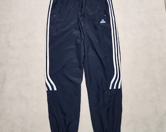 Vintage Adidas Track Pants 3 Stripes Zip Leg 2004 Embroidery ClimaLite Trousers 00s Navy
