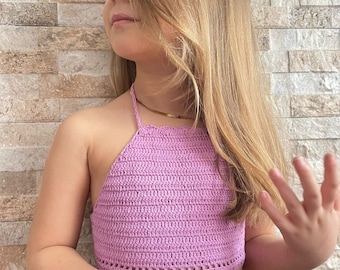 Top halter de crochet para niñas