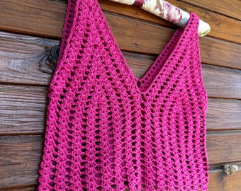 Top corto de algodón de crochet