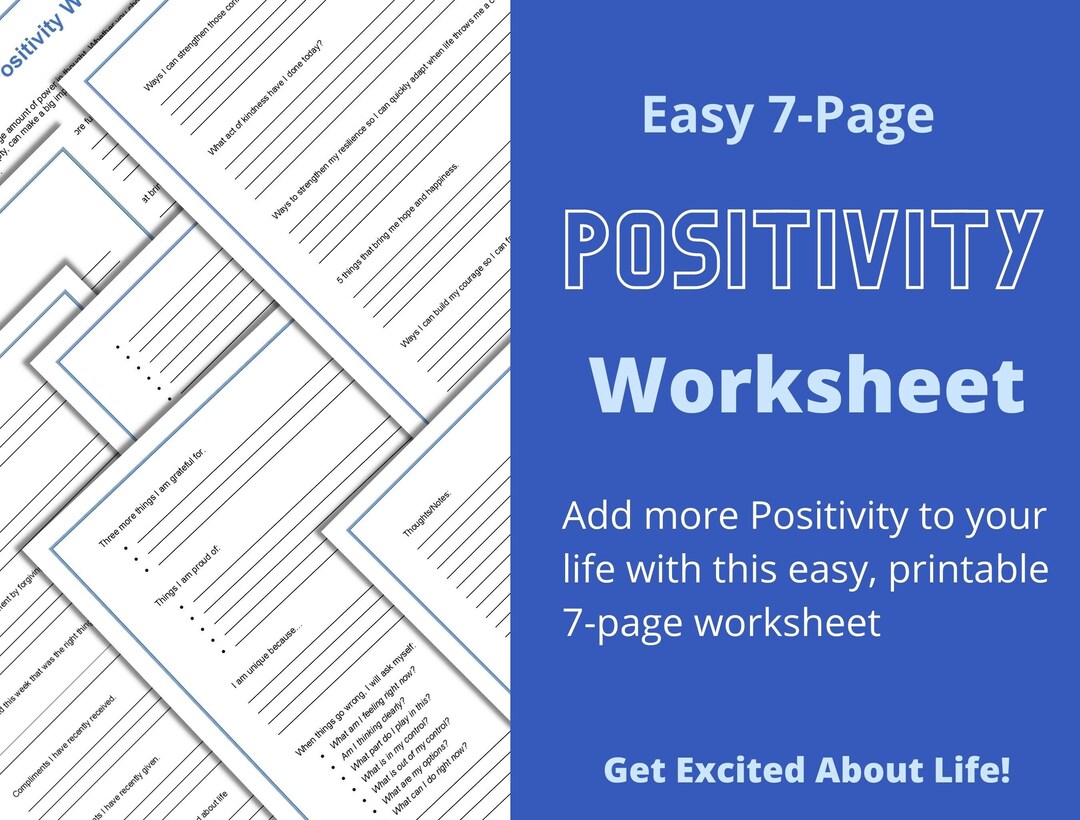 Easy 7-page Positivity Worksheet - Find More Joy, Be More Positive, Be ...