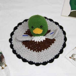 Mallard Duck Lovey - Duck Security Blanket- Soft Newborn Toy - Crocheted Baby Gift - Woodland Nursery Decor - Baby Shower Gift- Hunting Gift
