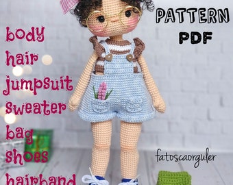 Poupée Isik, Modèle de poupée au crochet, Modèle de poupée Amigurumi, Tutoriel Amigurumi, Modèle anglais Pdf