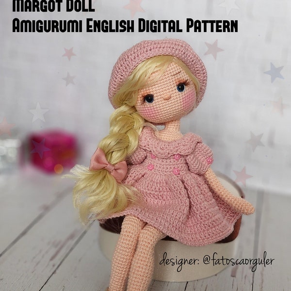 Margot Doll Amigurumi haak Engels digitaal patroon