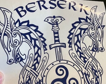 Viking Berserk Decals - Norse Dragons Pagan Mythology Sticker - Vinyl Car Window Tumbler Motorcycle Laptop