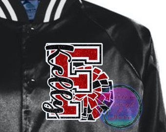 Personalized Glitter BIG Letter Pom-Pom & Name Chest Pocket Patches - Custom Glitter Iron On Transfer Decal - DIY Patch