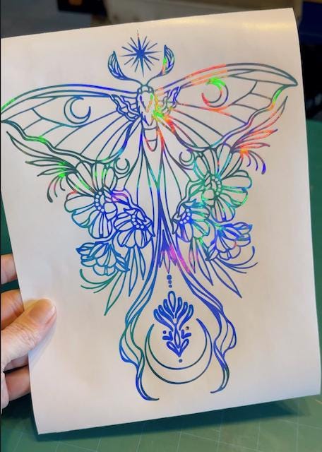 Mystical Moon Moth Decal - Celestial Floral Butterfly - Vinyl Car Laptop Decals Motorcycle Tumbler Window