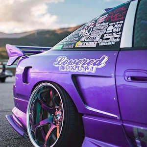 Lower Style Decals JDM Lowered Vinyl Decal Japanese That's Low Decal Windshield Bumper Go ...