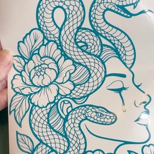 Floral Medusa Decal - Flash Art Tattoo Vinyl Car Motorcycle Laptop Decal