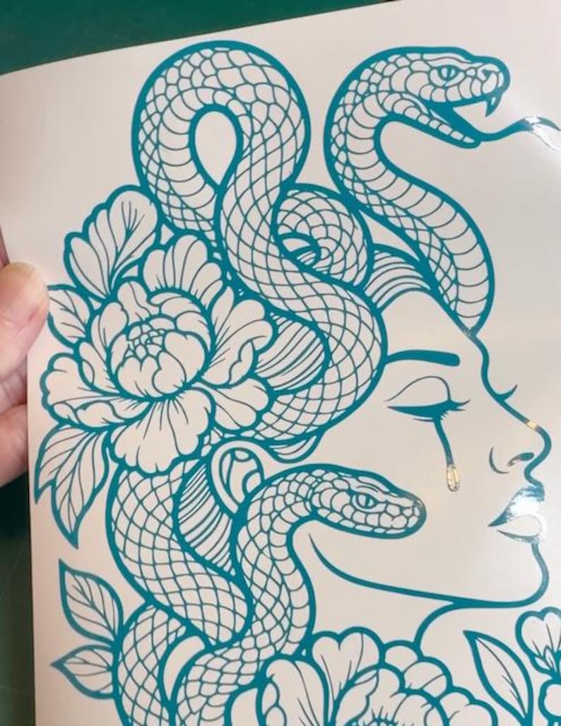 Floral Medusa Decal - Flash Art Tattoo Vinyl Car Motorcycle Laptop Decal