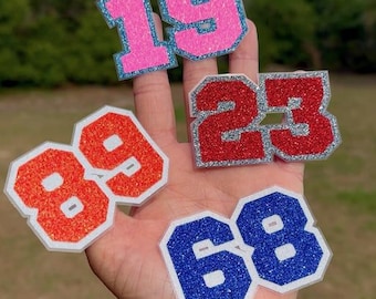 Sports Glitter Number Stickers - Helmet Numbers - School Spirit Pride -Varsity JV Little League T-Ball Laptop Water Bottle Cup Tumbler