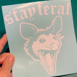 Stay Feral Screaming Opossum Decal - Vinyl Car Truck Laptop Decals Motorcycle Tumbler Window