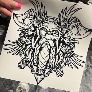 Viking Warrior Thor Odin Ravens Sticker - Norse Mythology Vinyl Car Motorcycle Laptop Decals
