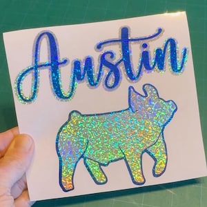 Hog Show Name Decals - Custom Pig Sprayer Stickers - Laptop Water Bottle Cups Tumblers