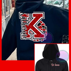 Cheer Zip up Hoodie Sweatshirt Adult Youth Sizes glitter BIG LETTER Pompom Team Cheerleader ...
