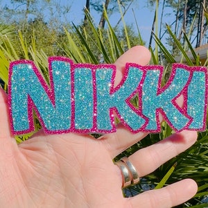 Custom Name Glitter Stickers- Chunky Block Font Decal - Laptop Water Bottle Cups Tumblers