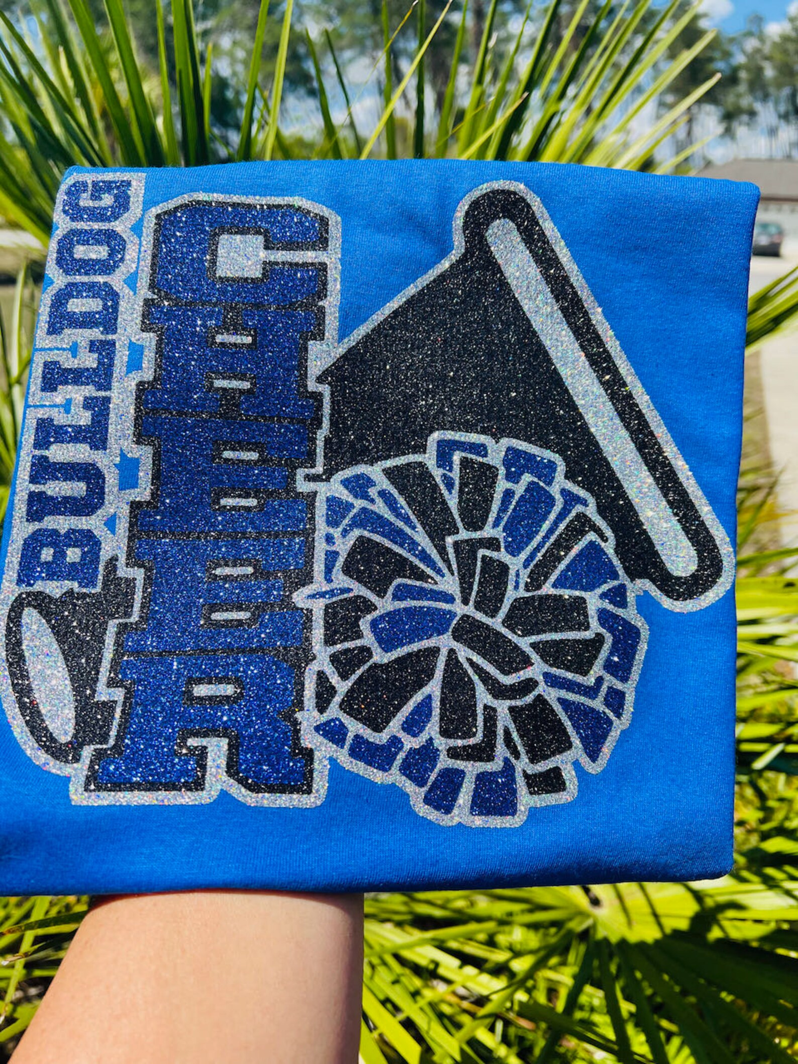 Custom Glitter Cheer Tshirts Cheerleader Megaphone High Etsy