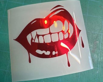 Vampire Lips Decal - Vinyl Car Truck Automotive Laptop Decals Motorcycle Tumbler Window Mirror