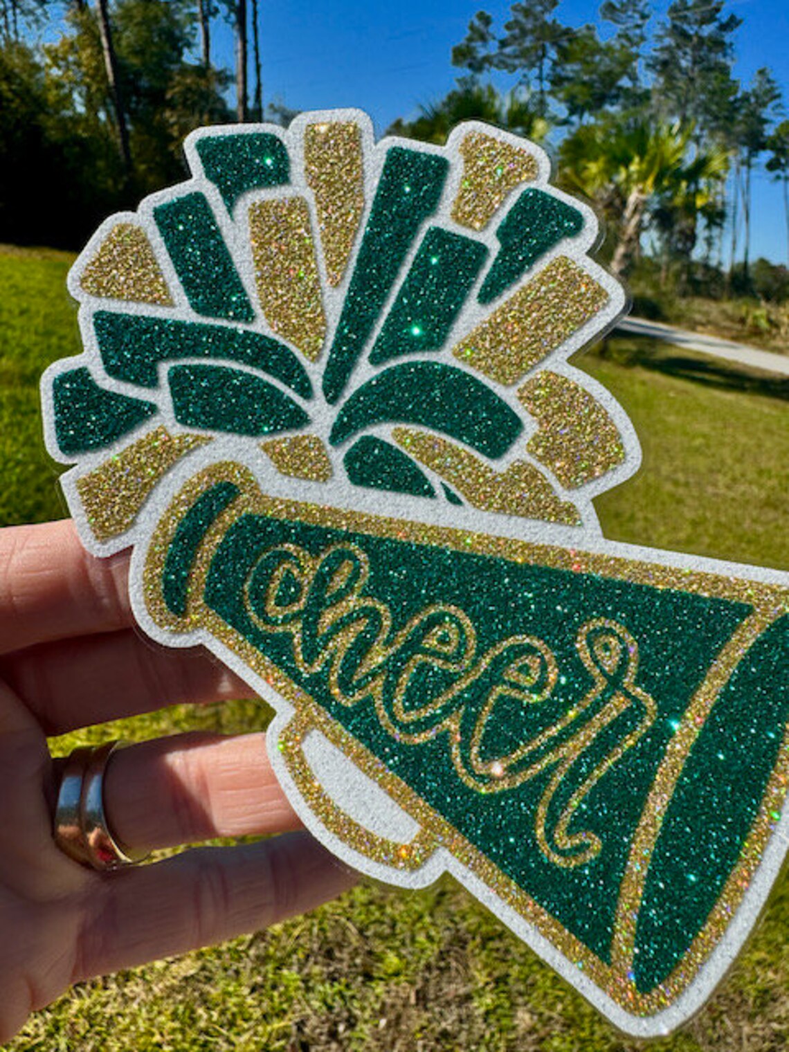 Cheer Glitter Stickers & Magnets - Cheerleader High School Megaphone ...