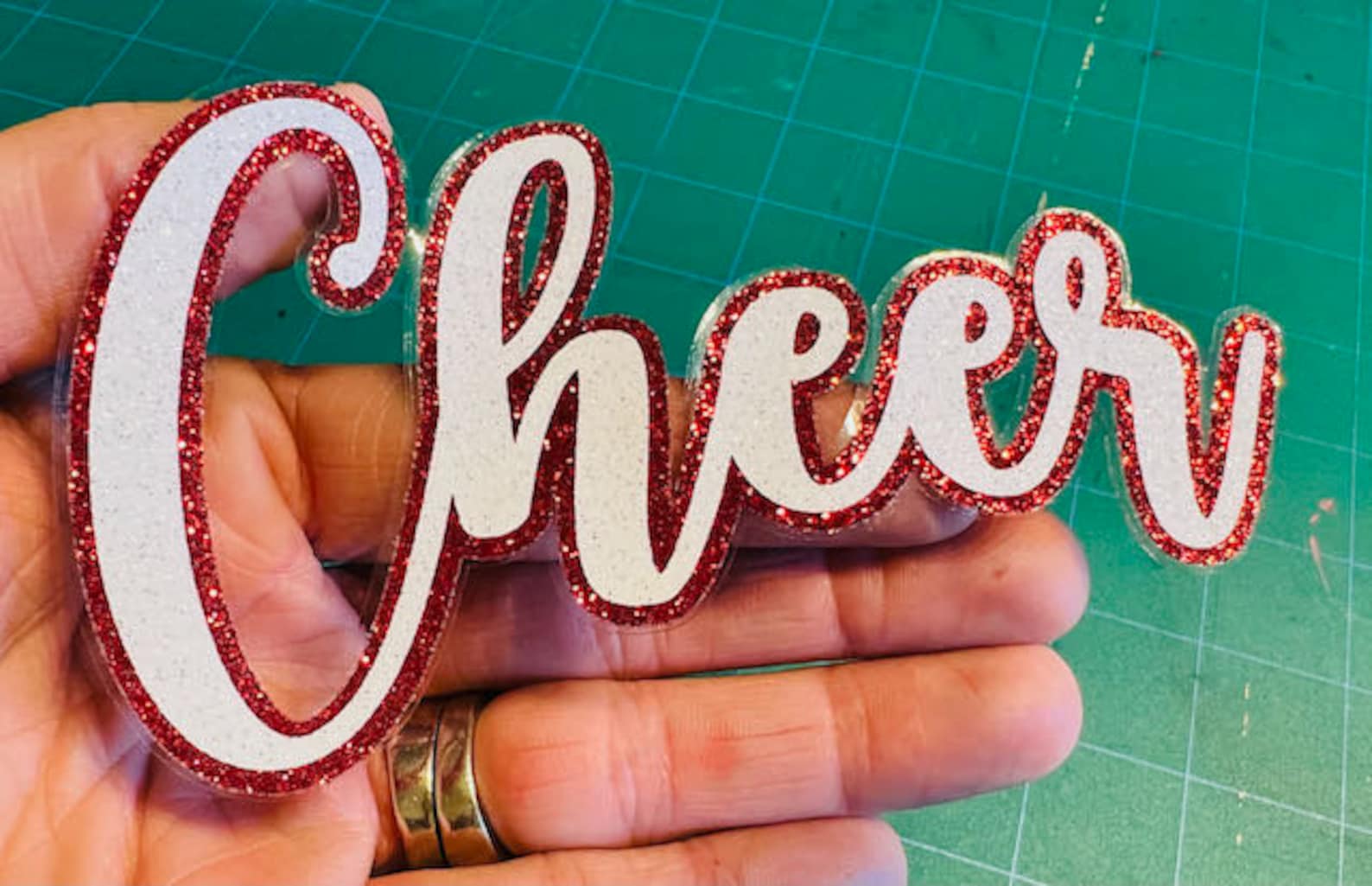 Cheer Glitter Stickers cheer Cursive Font Decal - Etsy