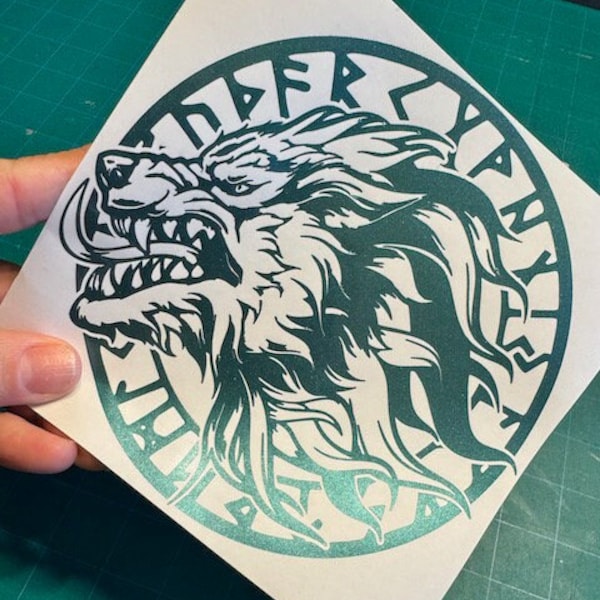 Norse Fenrir Decal - Viking Wolf Futhark Runes Sticker - 6" to 12" - Vinyl Car Motorcycle Laptop Decals