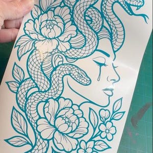 Floral Medusa Decal - Flash Art Tattoo Vinyl Car Motorcycle Laptop Decal