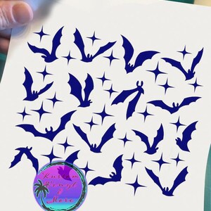 Gas Tank Lid Decals - Flying Bats & Stars - Vinyl Car Laptop Decals Motorcycle Tumbler Window