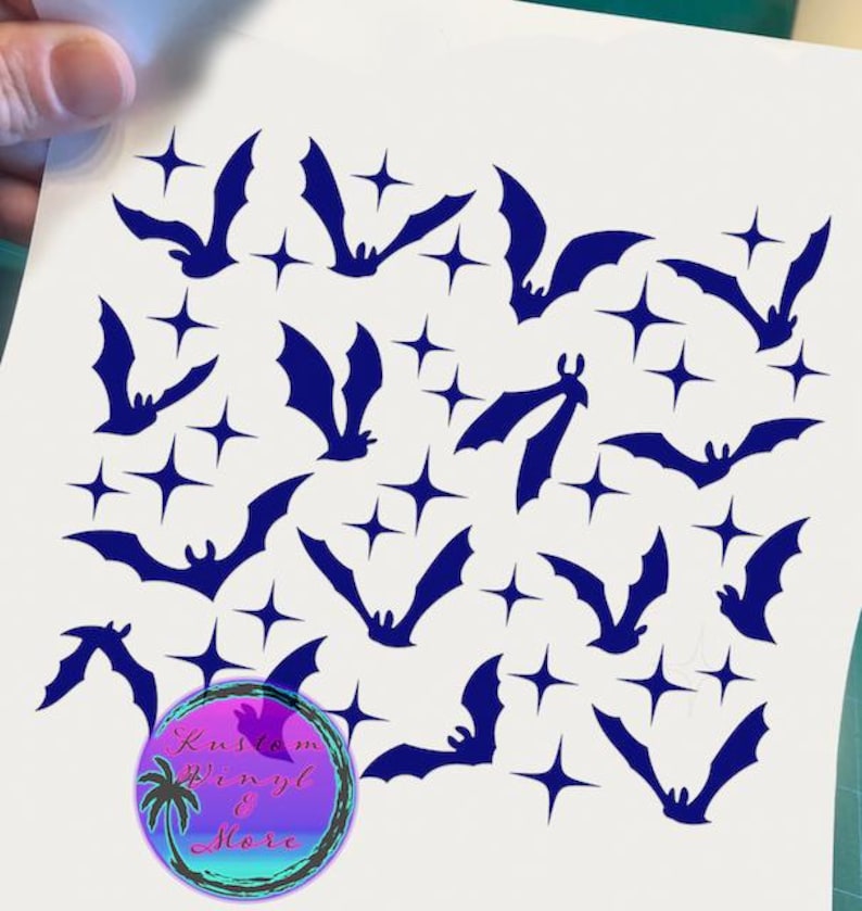 Gas Tank Lid Decals - Flying Bats & Stars - Vinyl Car Laptop Decals Motorcycle Tumbler Window