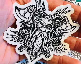 Viking Warrior Thor Odin Ravens Sticker Valhalla - Windows Car Laptop Water Bottle Cup Tumbler Journal Notebooks Planner