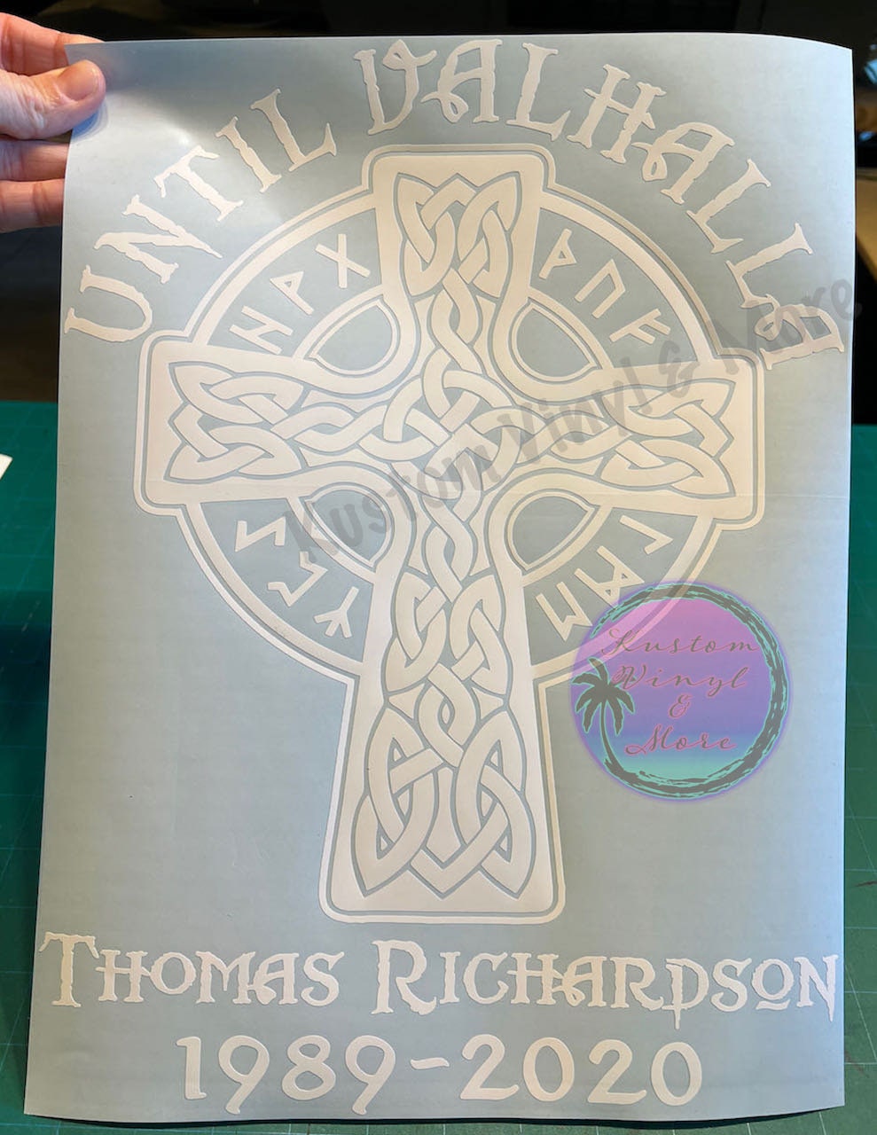Until Valhalla Memorial Decals - Celtic Cross Futhark Rune Stones Pagan ...