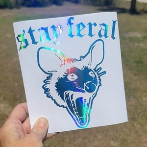 Stay Feral Screaming Opossum Decal - Vinyl Car Truck Laptop Decals Motorcycle Tumbler Window