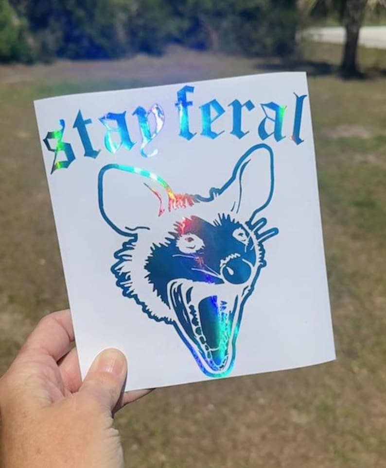 Stay Feral Screaming Opossum Decal - Vinyl Car Truck Laptop Decals Motorcycle Tumbler Window