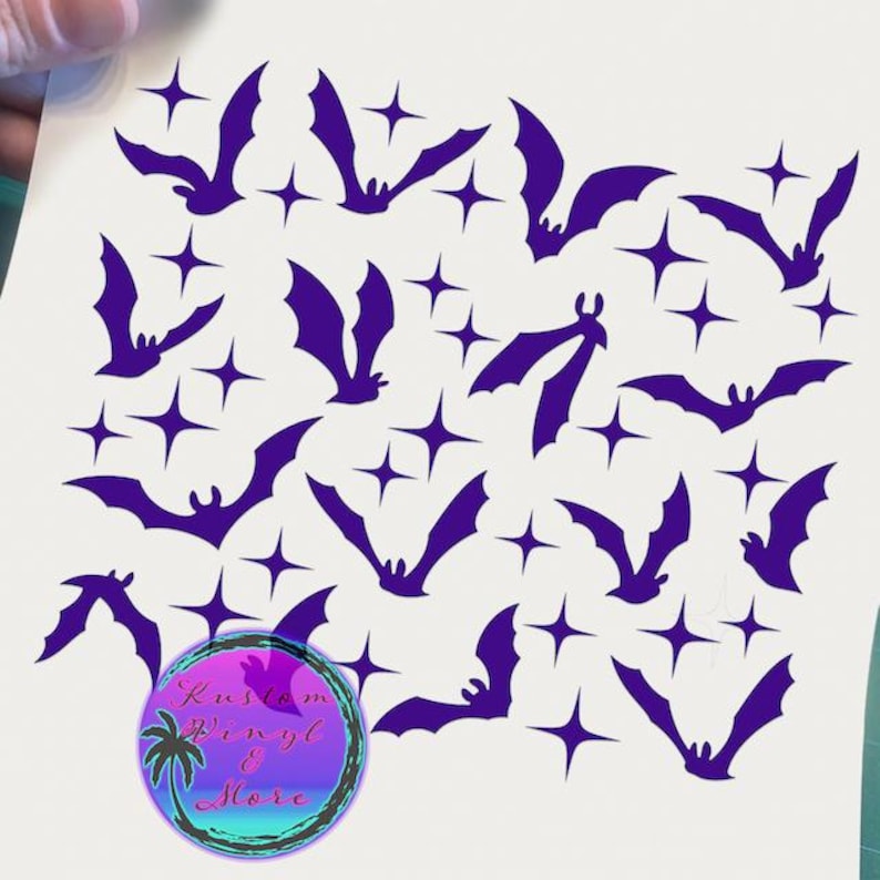 Gas Tank Lid Decals - Flying Bats & Stars - Vinyl Car Laptop Decals Motorcycle Tumbler Window