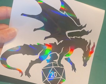 DND Dragon Decal - D20 Dice Die Vinyl Car Truck Laptop Decals Motorcycle Tumbler Window