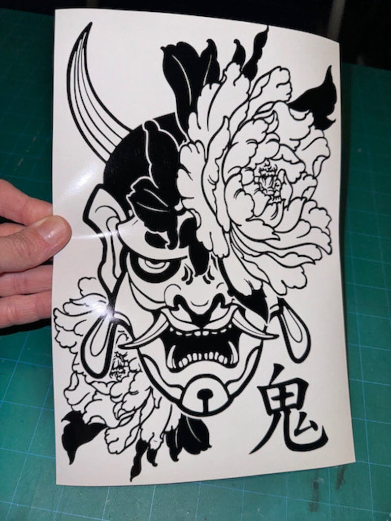 Japanese Oni Mask Decal - Samurai Hannya Kabuki Kami Kitsune Yōkai ...