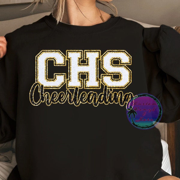 Custom Glitter Cheerleading SweatShirts and Hoodies - Personalized Team School Letters - Mascot Spirit Pride Cheer Squad