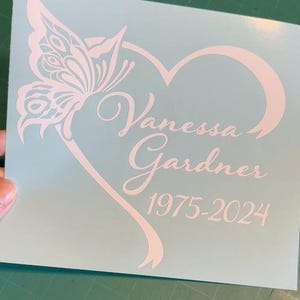 In Loving Memory Butterfly Heart Memorial Decals - Missed Loved Ones Memorial Decals - Vinyl Motorcycle Tumblers Car Laptop Decals