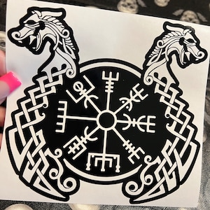 Vegvisir - Viking Dragon Compass Norse Symbol Sticker - 5" to 10" - Vinyl Car Laptop Decals