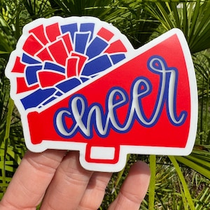 Cheer Stickers - Megaphone and Pom-Pom Decals - Water Bottle Laptop Tumbler Window Planner Journal - Waterproof & Dishwasher Safe