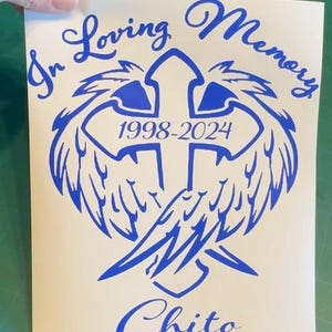 Wings & Cross Memorial Decals - In Loving Memory Memorial Decals - Vinyl Motorcycle Tumblers Car Laptop Decals
